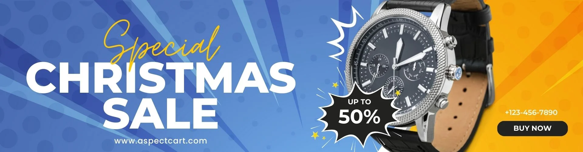Special Christmas Sale Banner at an Online Watch Store