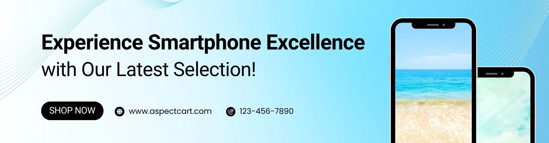Banner showcasing the latest collection of smartphones at a mobile phone electronics store